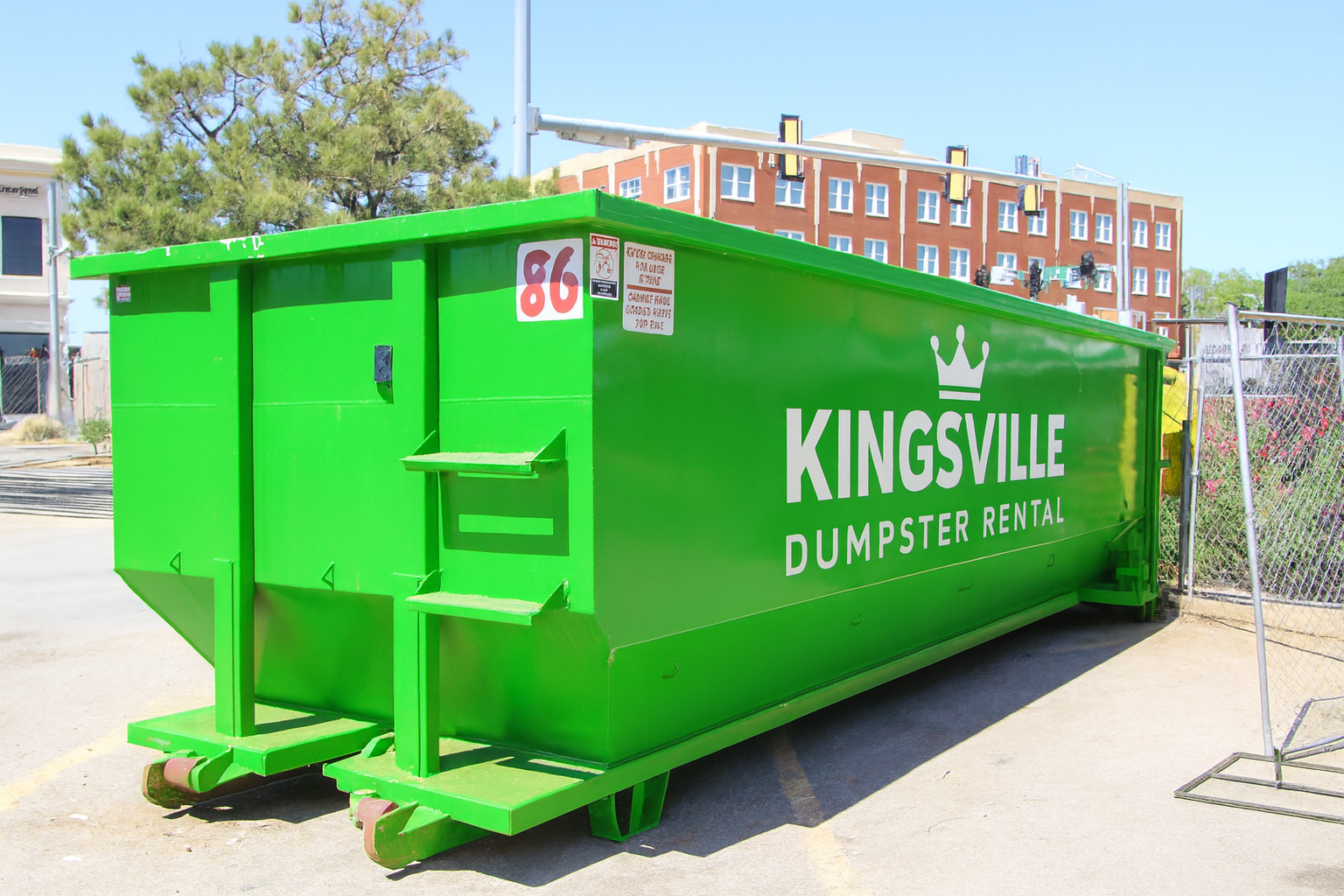 A Kingsville TX Dumpster at jobsite